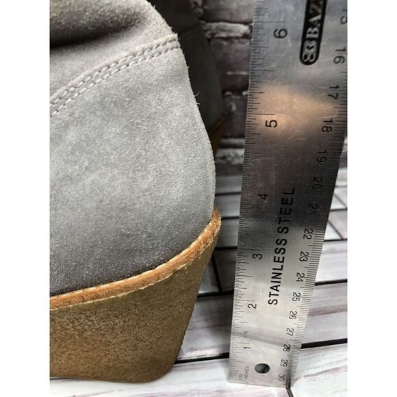 Cole Haan Waterproof Gray Suede Shearling Wedge Comfort Winter Boots Women Sz 9B - Picture 15 of 16